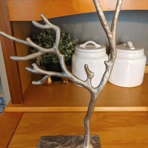 Jewelry Tree Sculpture Jewelry Holder "Hammered" Metal Tabletop Decor Holidays